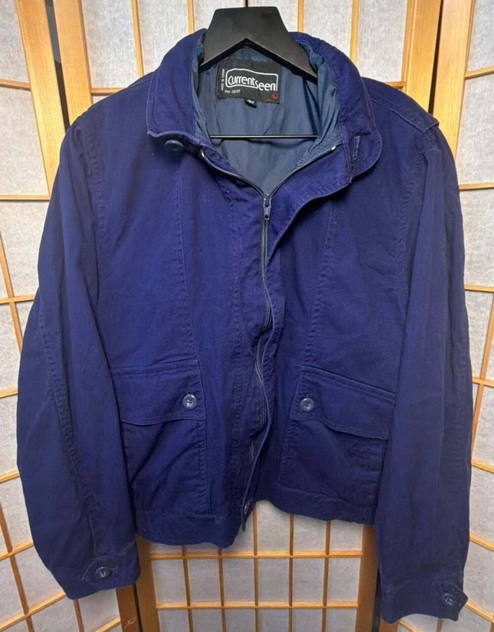 90’sCurrentseen Bomber Jacket Style 6511 Size L Blue Cotton Zip Up